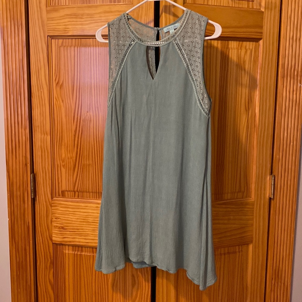 Pastel green blue sleeveless dress